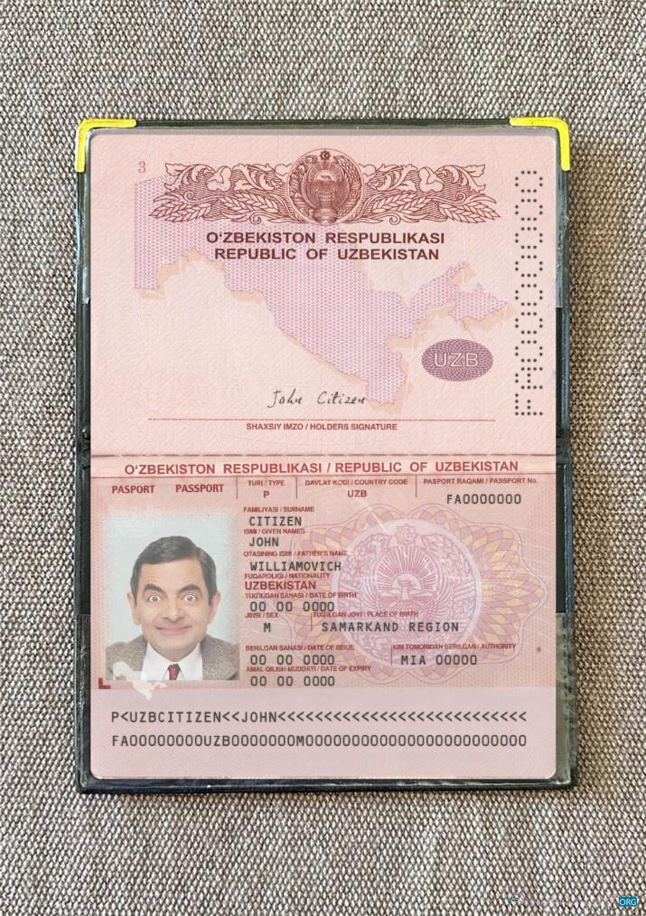 Download Uzbekistan passport 2022 present photolook Photoshop template